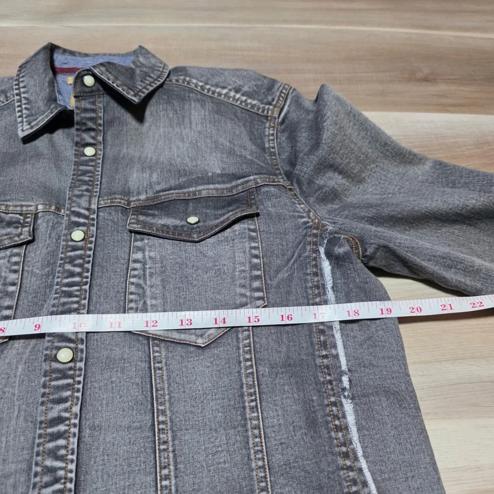 Gilded Age Denim Shirt Mens Small‎ Grey Snap Button Western Workwear Stretch S